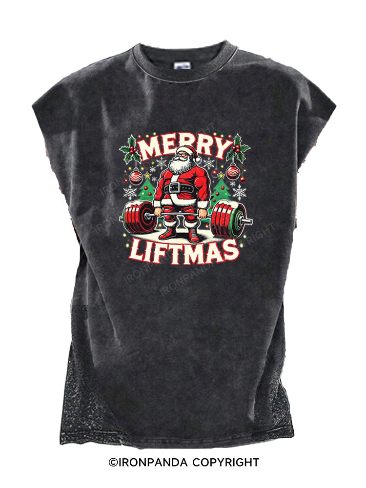 Merry Liftmas Santa Christmas Cut Off Tank