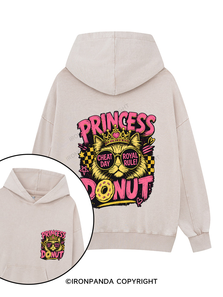 PRINCESS DONUT CHEAT DAT ROYAL RULE Printed Washed Gym Hoodie