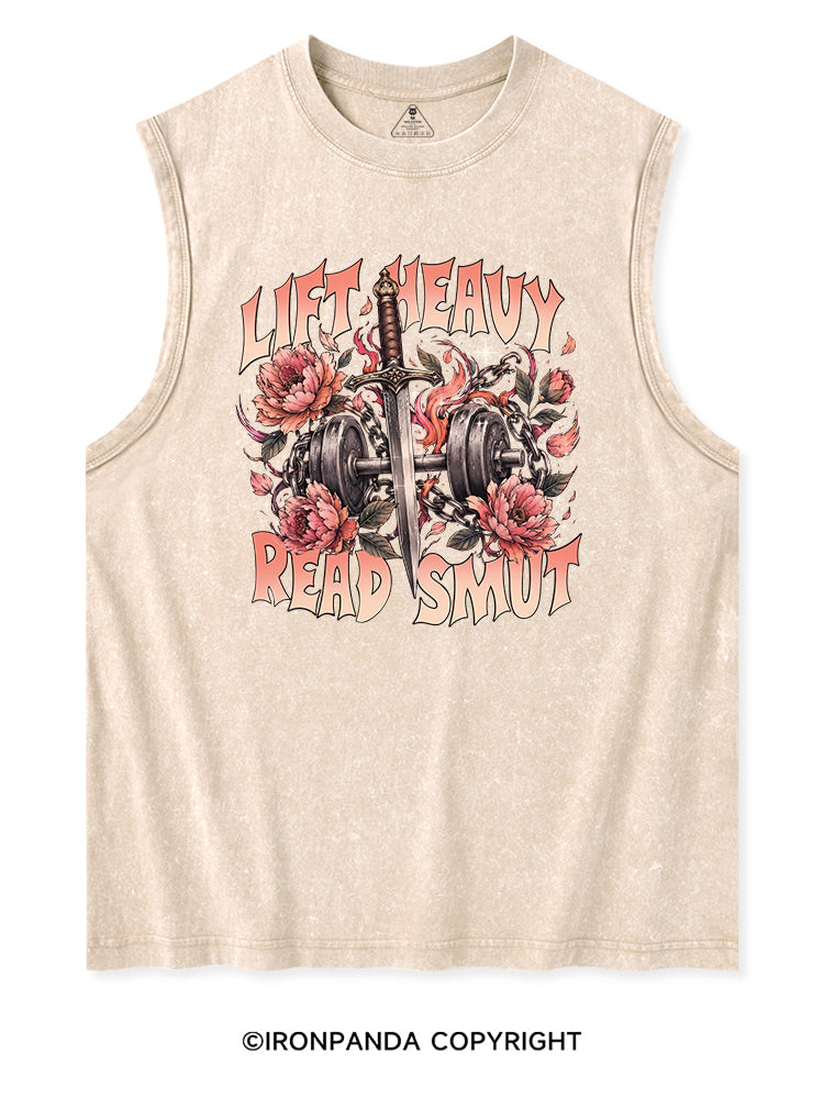 LIFT HEAVY READ SMUT WEIGHTLIFTING BOOKISH Washed Tank