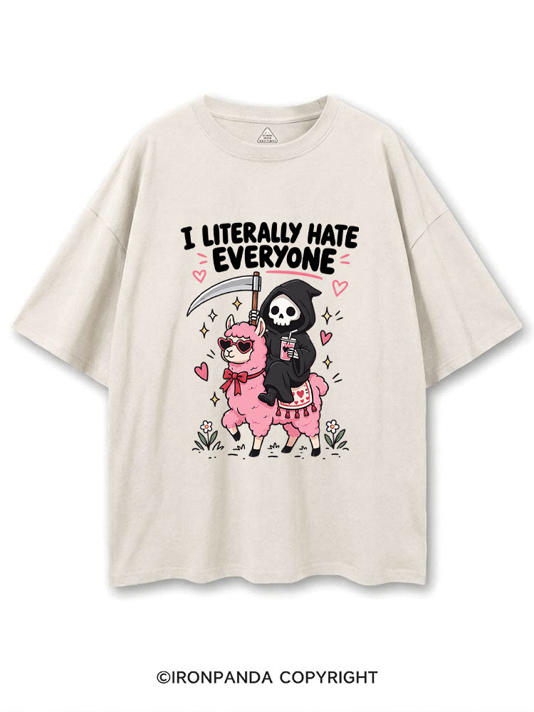 I LITERALLY HATE EVERYONE Grim Reaper Llama Halloween COTTON PUMP COVER