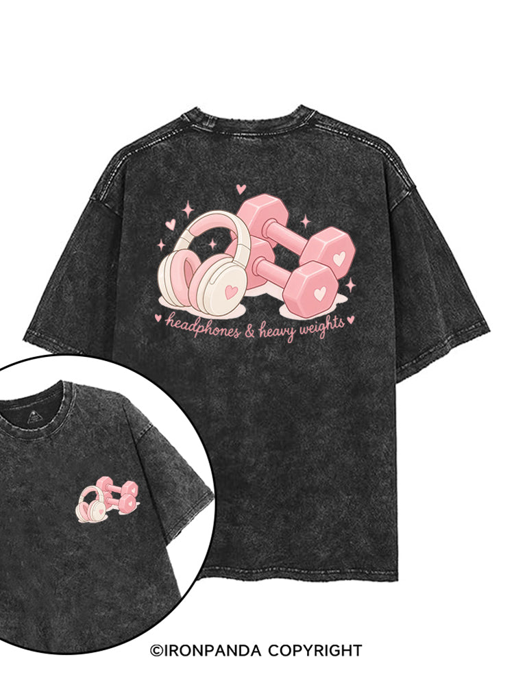 HEADPHONES & HEAVY WEIGHTS printed Gym Shirt