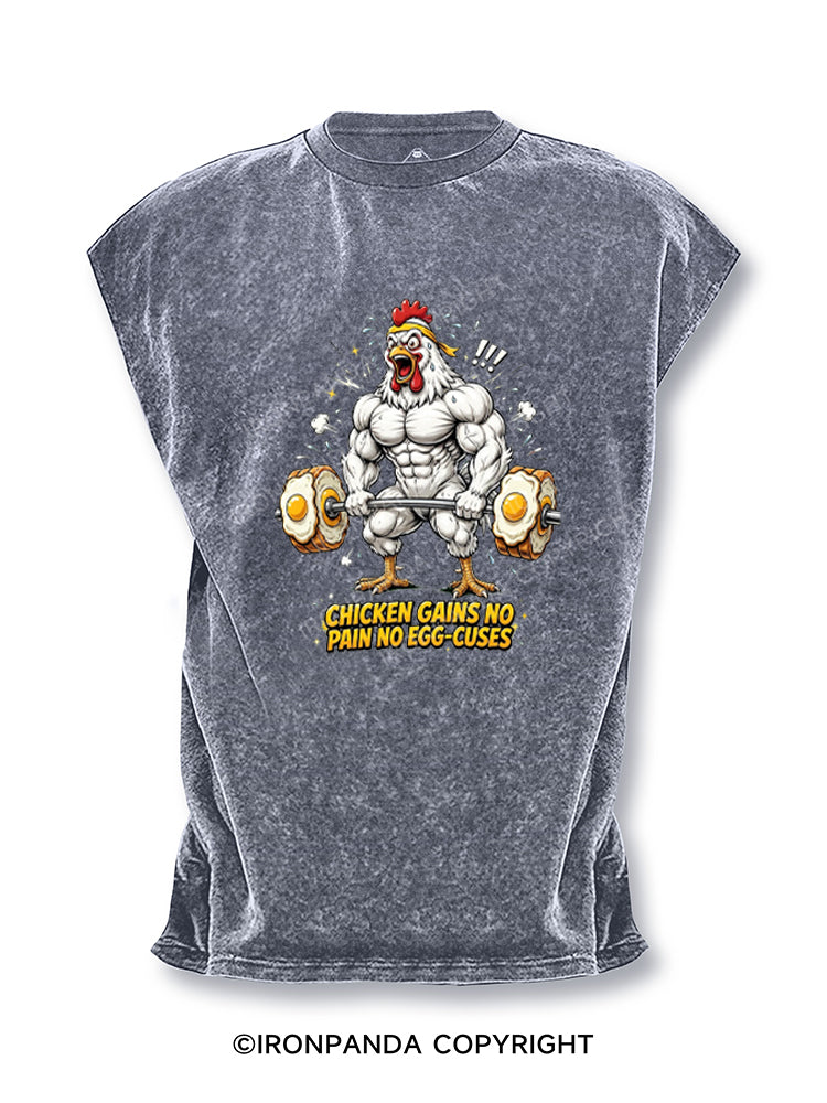 Chicken Gains No Pain No Egg-Cuses Cut Off Tank