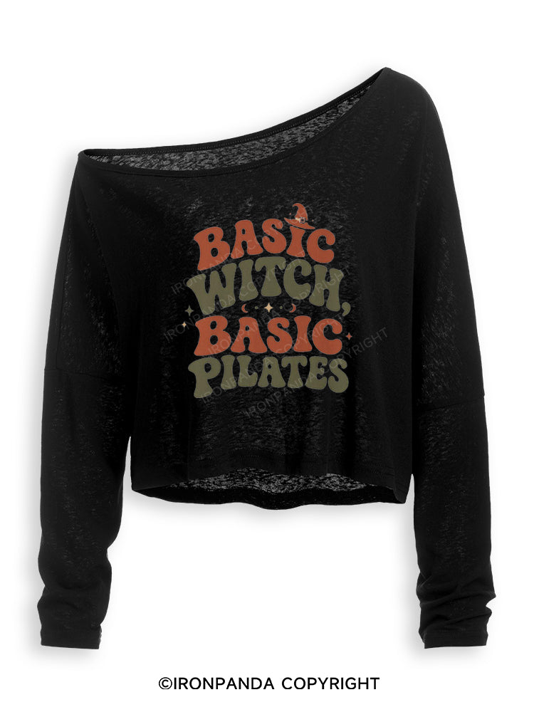 BASIC WITCH BASIC PILATES HALLOWEEN Off Shoulder Long Sleeve Crop Top
