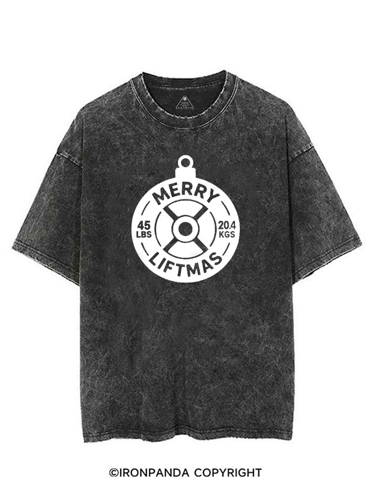 MERRY LIFTMAS WEIGHT PLATE ORNAMENT VINTAGE GYM SHIRT