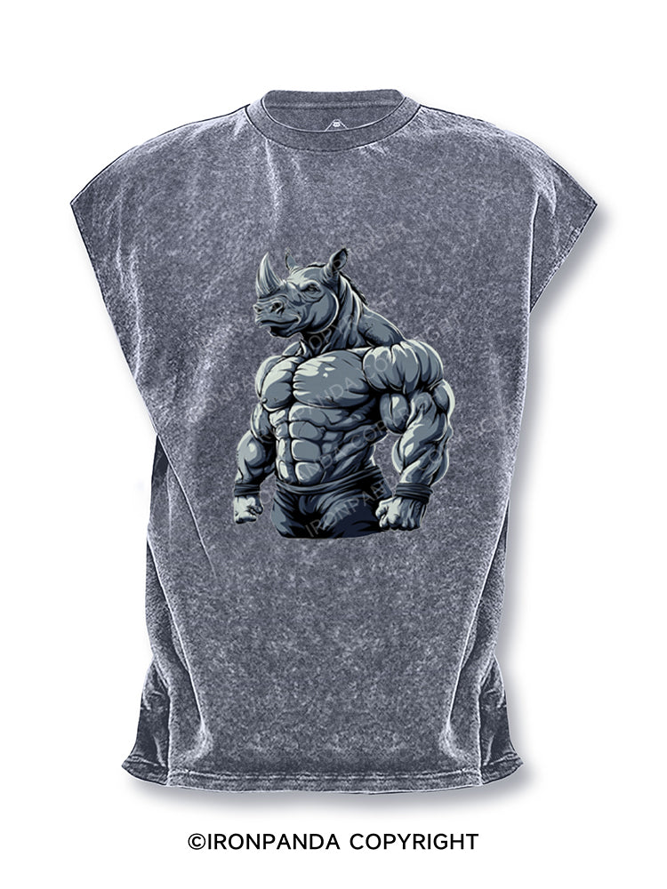 Muscular Rhino Bodybuilder Cut Off Tank