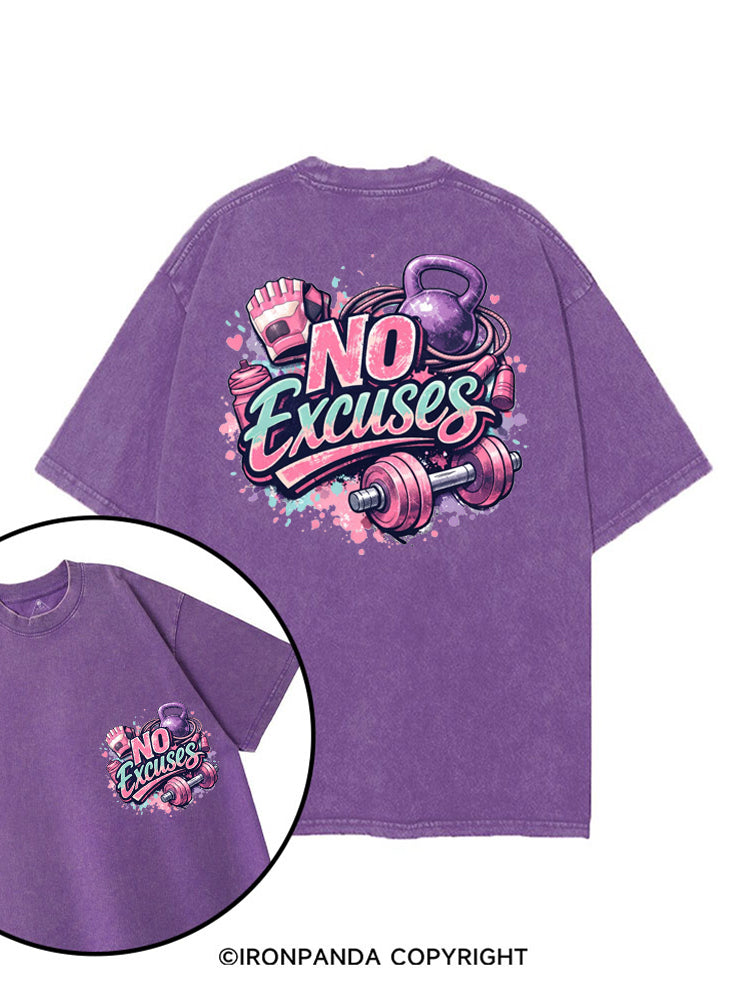 NO EXCUSES GYM ROUTINE printed Gym Shirt