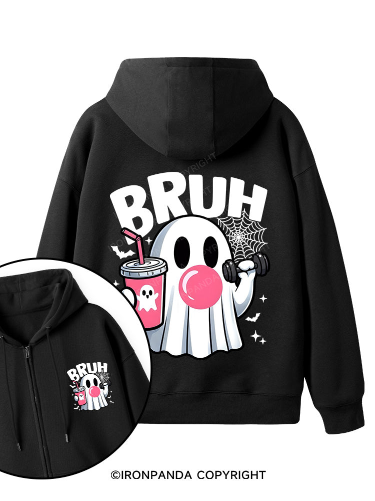 BRUH Double-Sided Printed Fleece Zip Up Hoodie