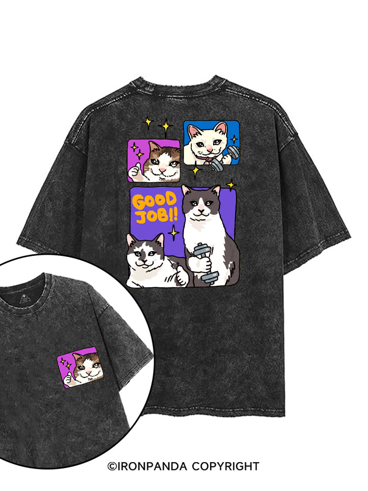 GOOD JOB BE YOURSELF GYM KITTY printed Gym Shirt