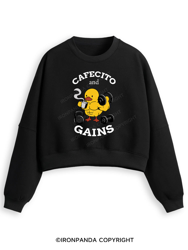 CAFECITO AND GAINS Fleece Crop Sweatshirt