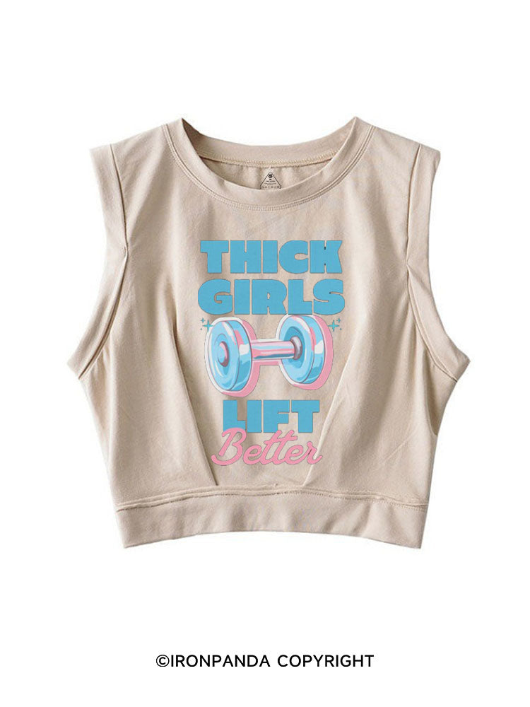 THICK THIGHS LIFT BETTER GYM GIRLY SLEEVELESS CROP TOPS
