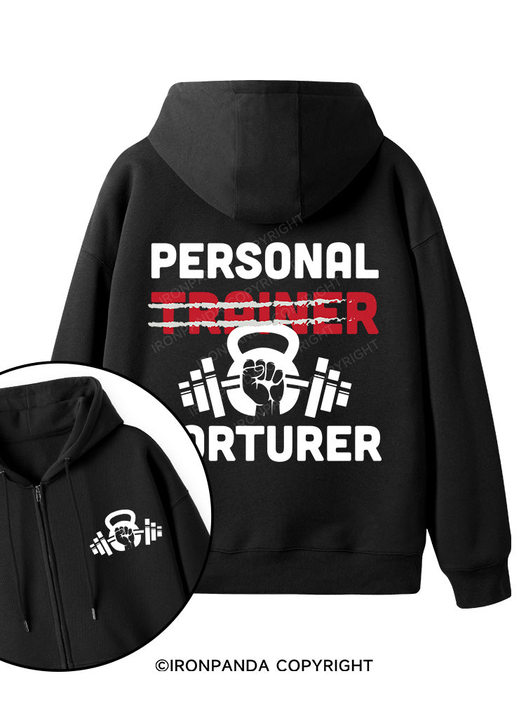 Personal Trainer torturer Double-Sided Printed Fleece Zip Up Hoodie