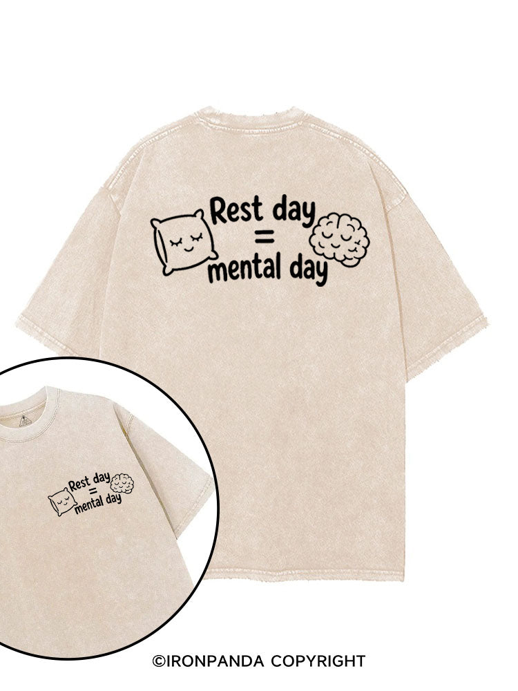 Rest day = mental day printed Gym Shirt