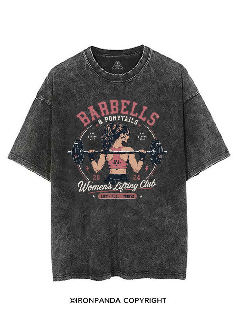BARBELLS & PONYTAILS WOMEN'S LIFTING CLUB LIFT FUEL THRIVE VINTAGE GYM SHIRT