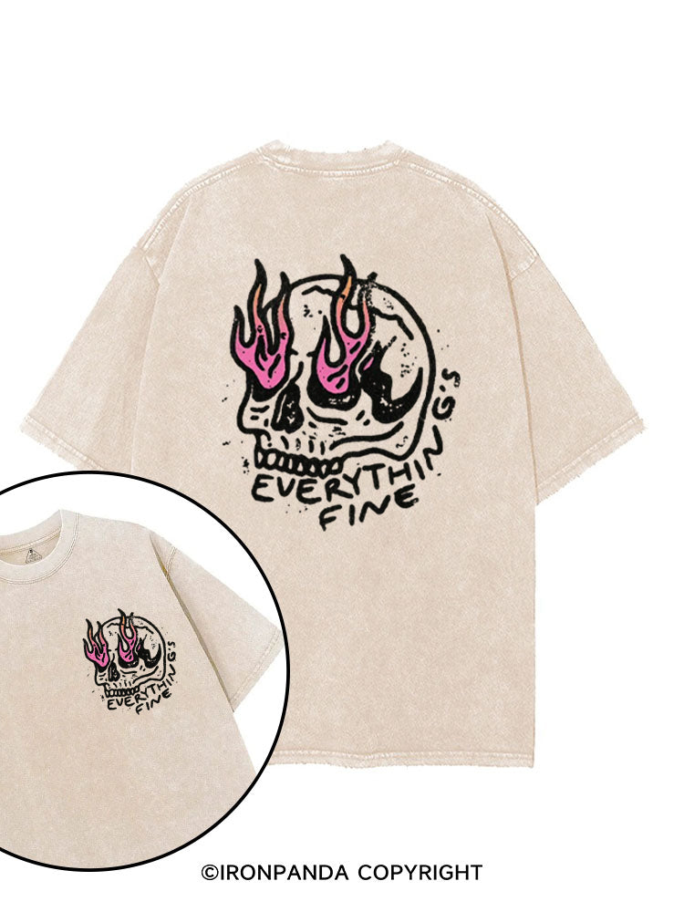 Everything is Fine Funny Skeleton printed Gym Shirt