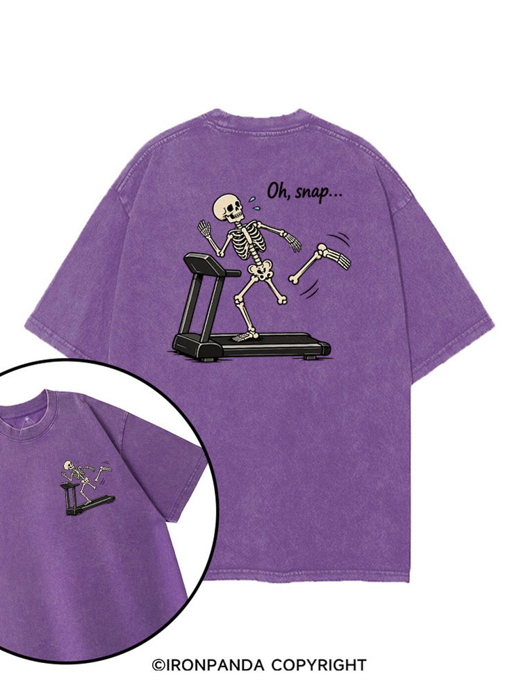 Oh Snap Funny Skeleton printed Gym Shirt