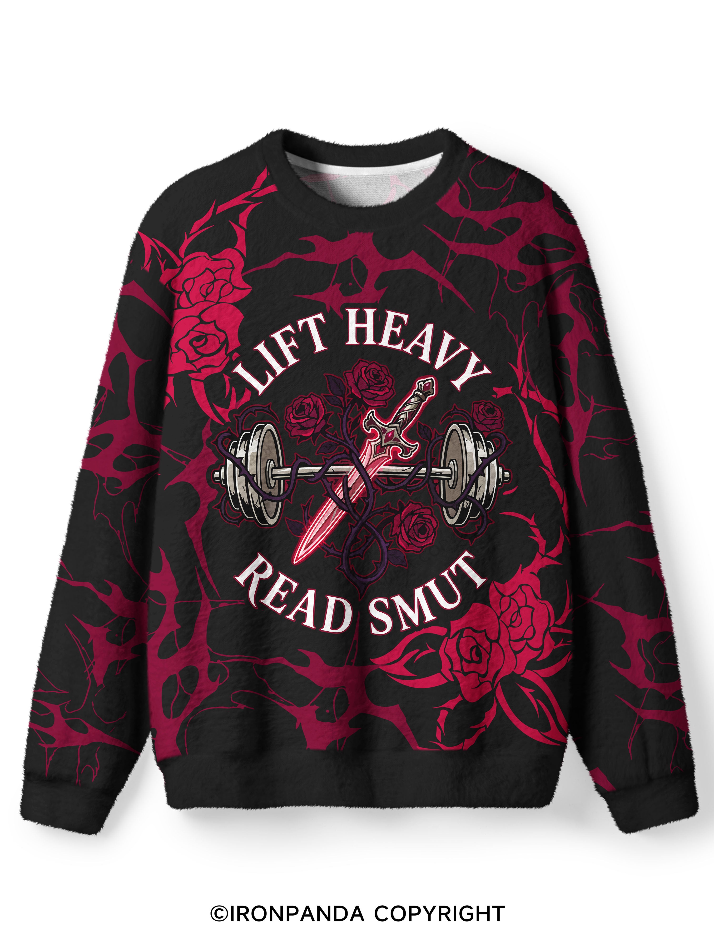 LIFT HEAVY READ SMUT Ugly Fuzzy Fleece Sweater