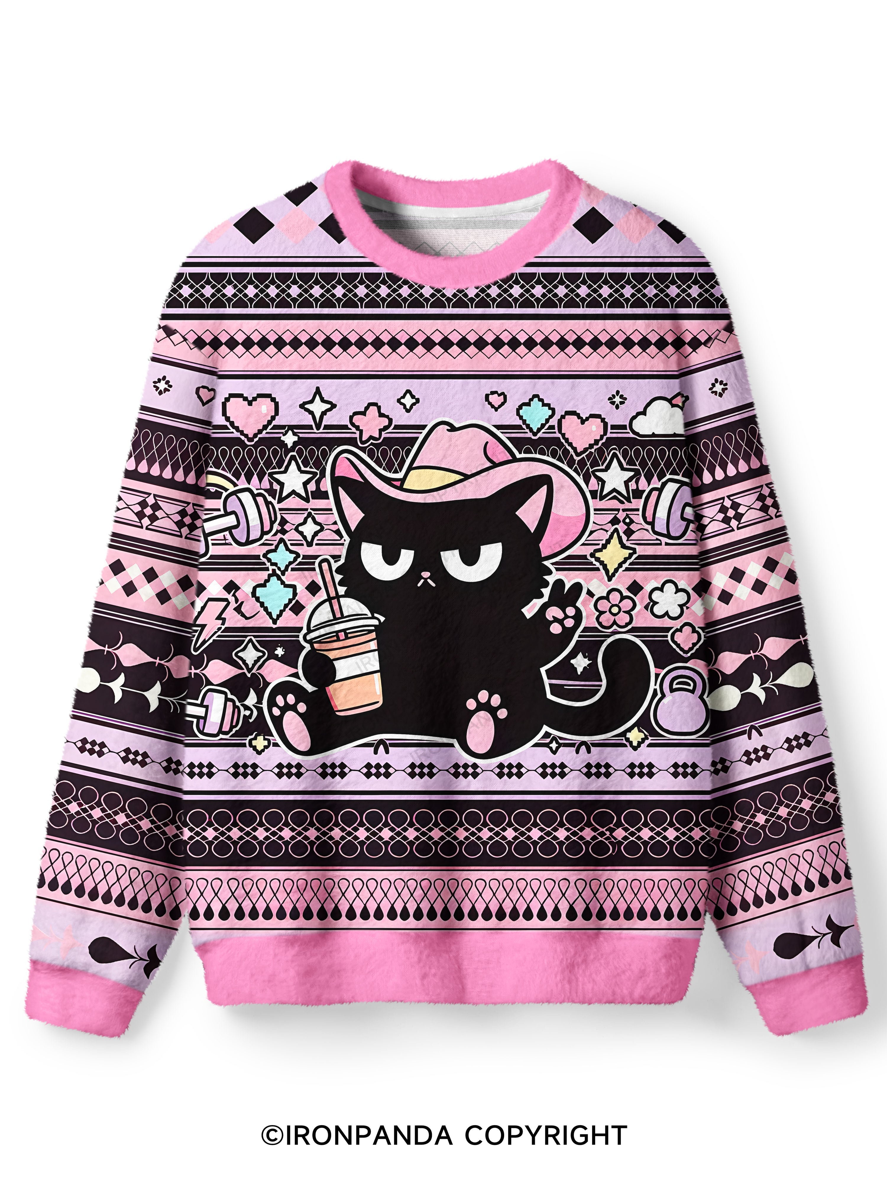 Let's Do This Before My Anxiety Kicks in Cat Ugly Fuzzy Fleece Sweater