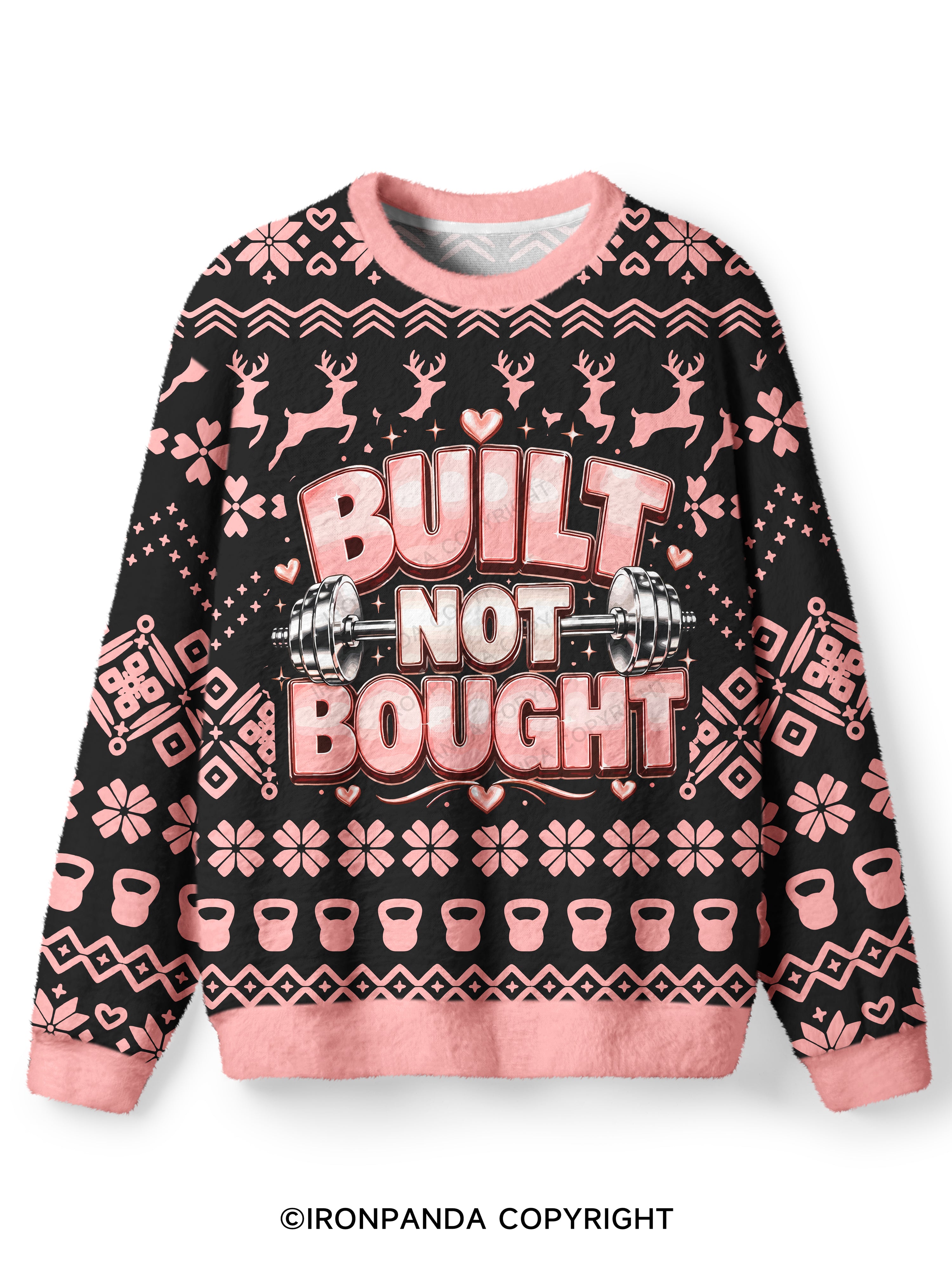 BUILT NOT BOUGHT POSITIVE GYM Ugly Fuzzy Fleece Sweater