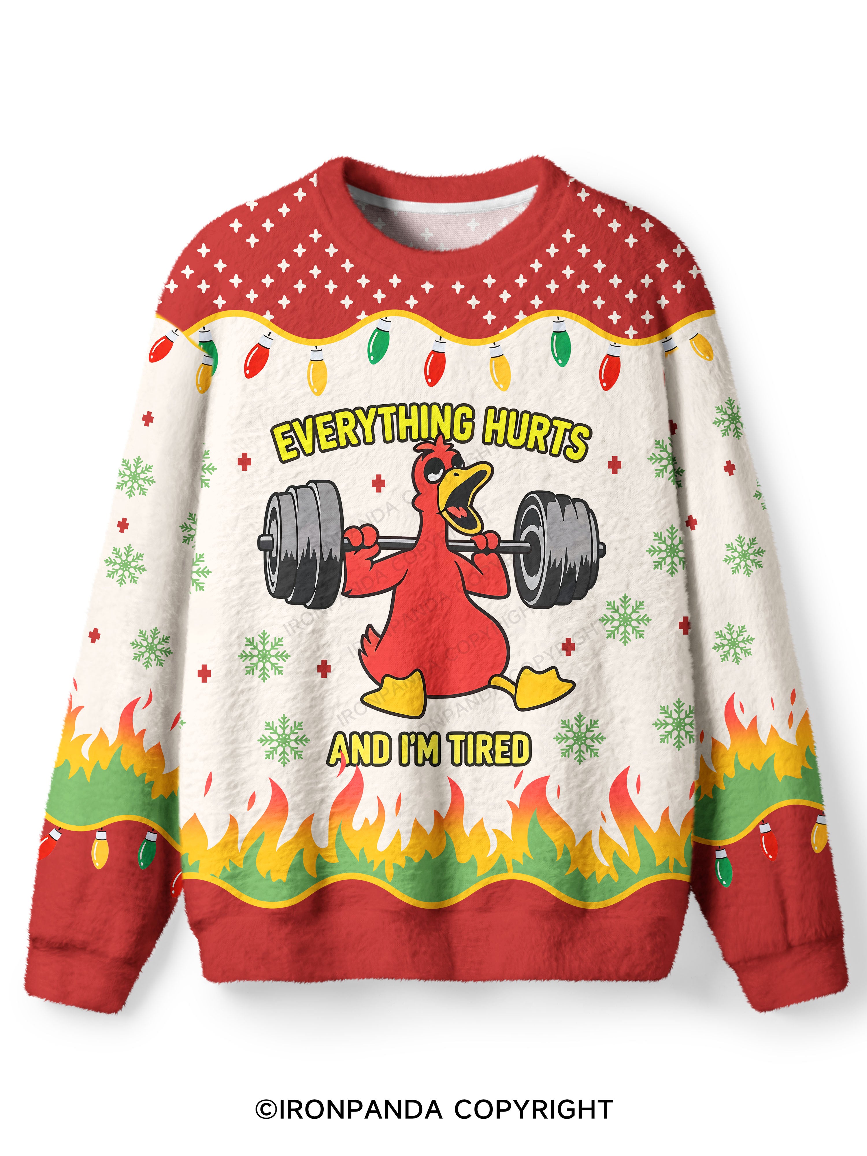 Everthing Hurts And I'm Tired Weightlifting Duck Ugly Fuzzy Fleece Sweater