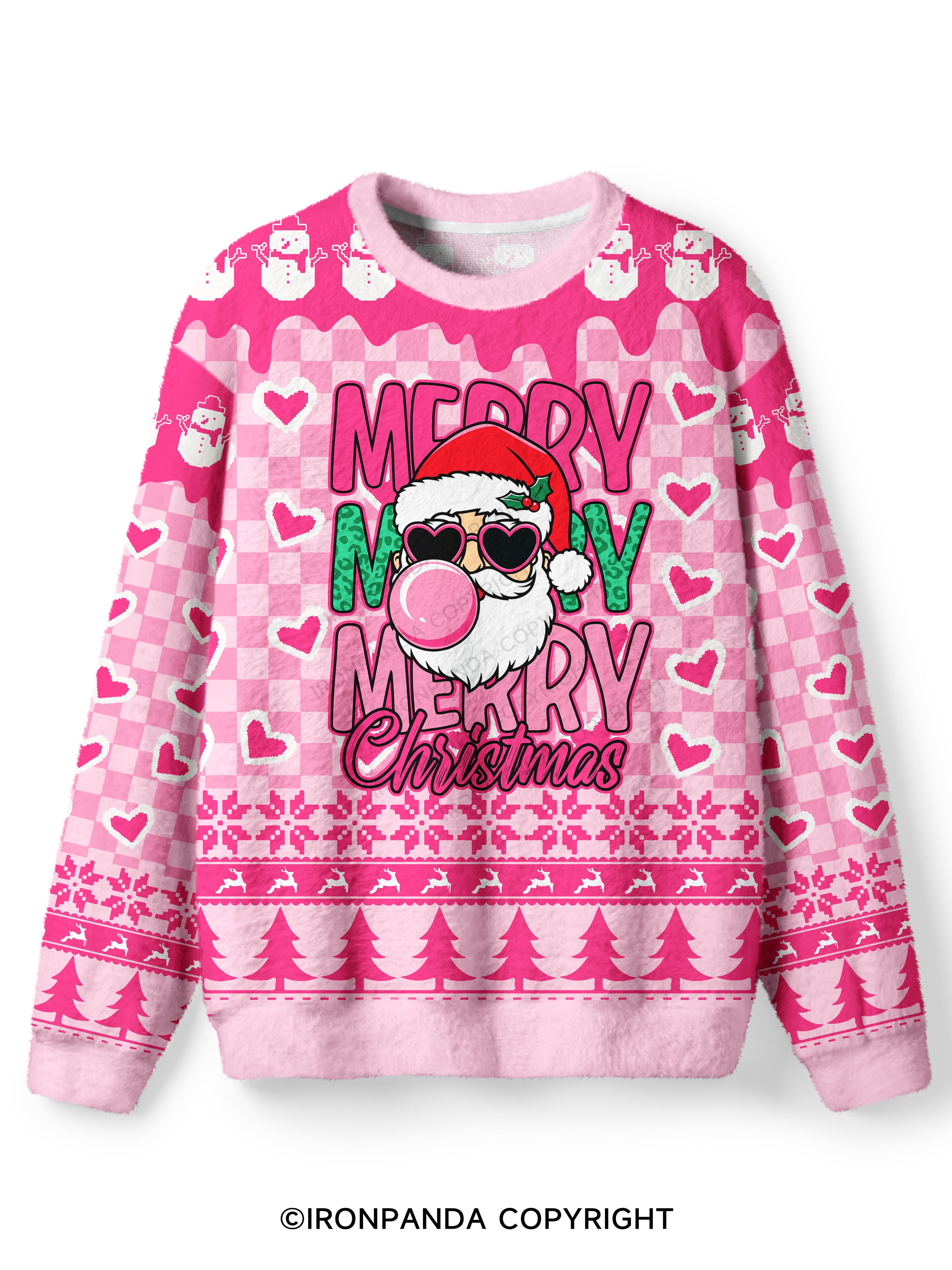 MERRY MERRY MERRY CHRISTMAS Ugly Fuzzy Fleece Sweater