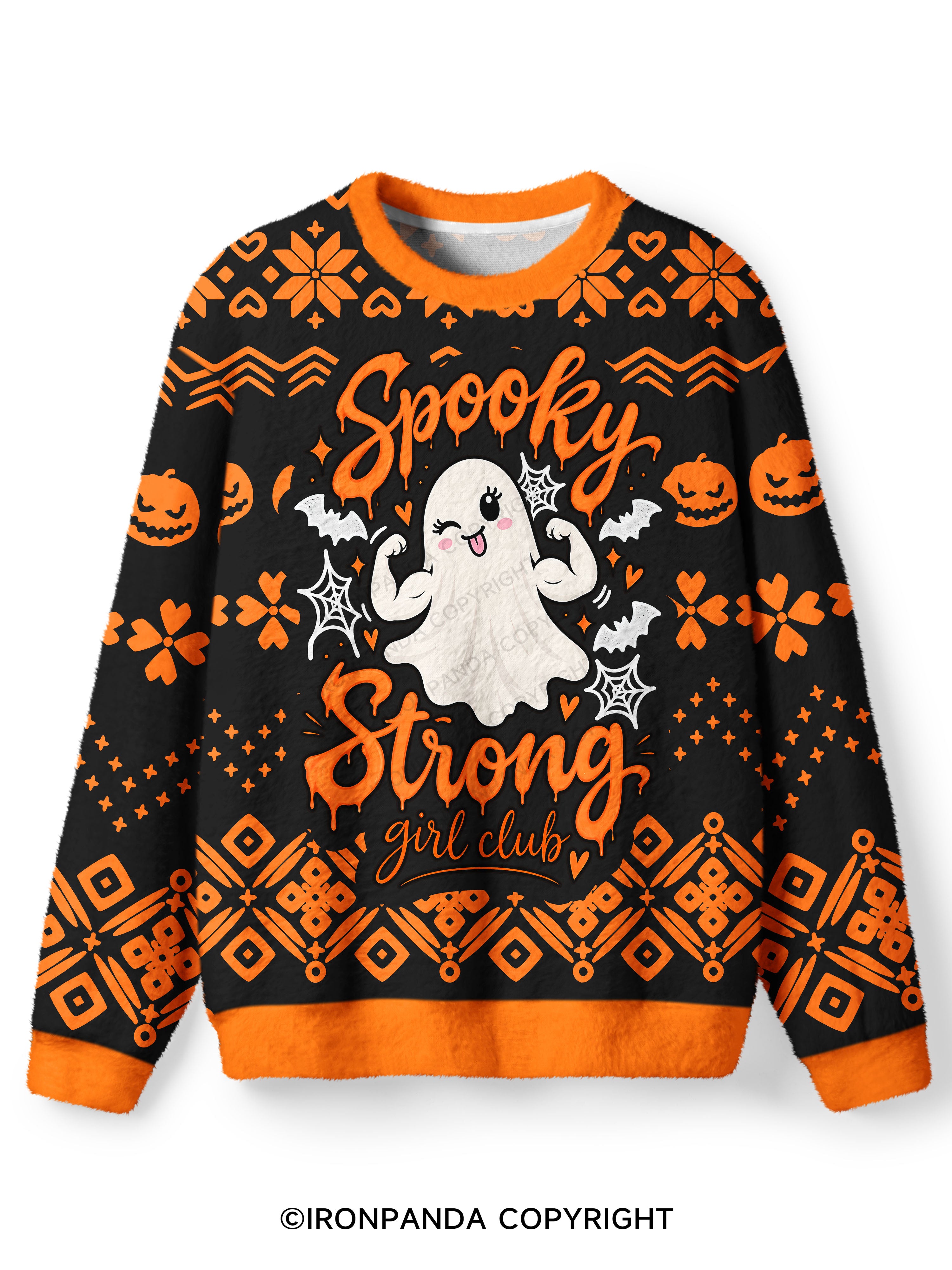 SPOOKY STRONG GIRL CLUB Ugly Fuzzy Fleece Sweater