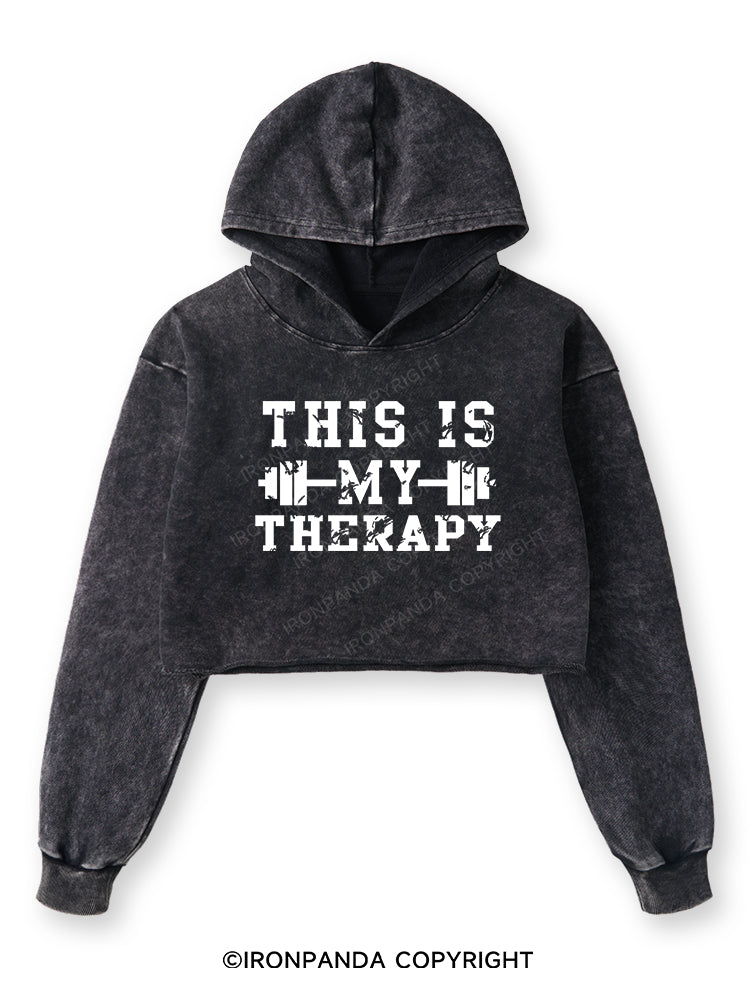 THIS IS MY THERAPY Washed Crop Hoodie