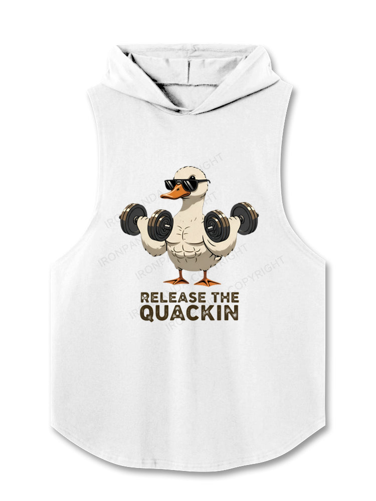 Release The Quackin Duck Dumbbells Hooded Tank