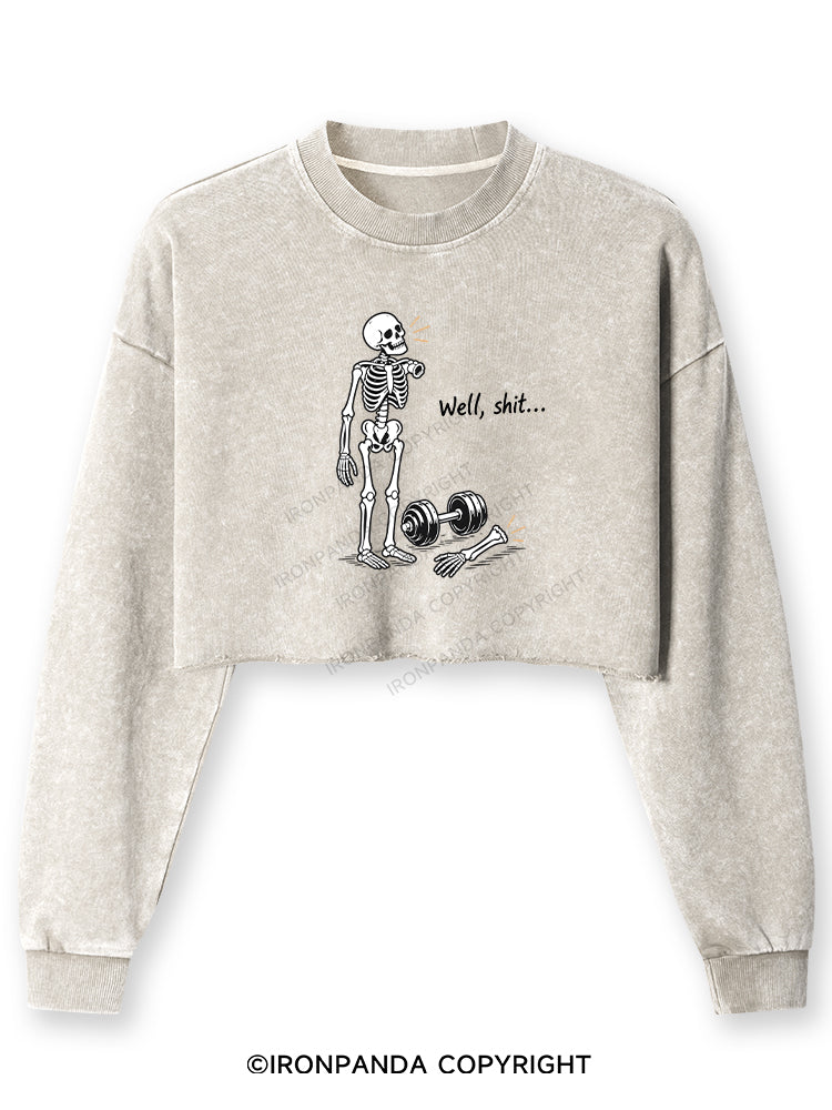 Well Shit Skeleton Washed Long-Sleeve Crop Top