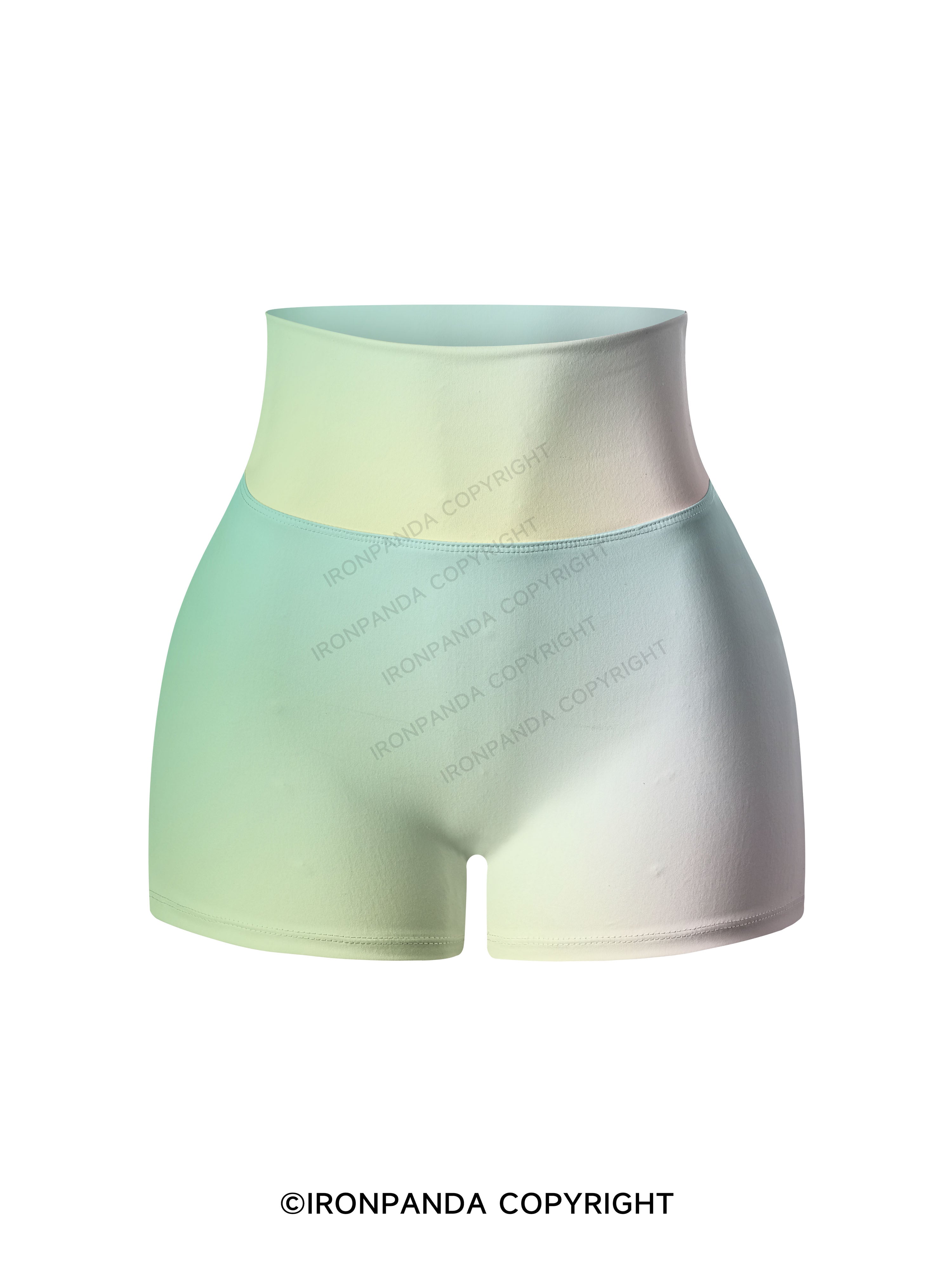 green Printed Yoga Shorts