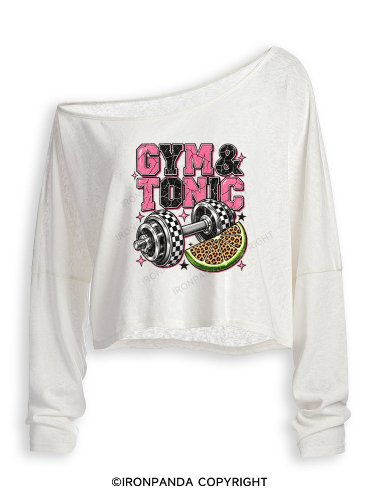 GYM & TONIC STAY STRONG STAY WILD Off Shoulder Long Sleeve Crop Top