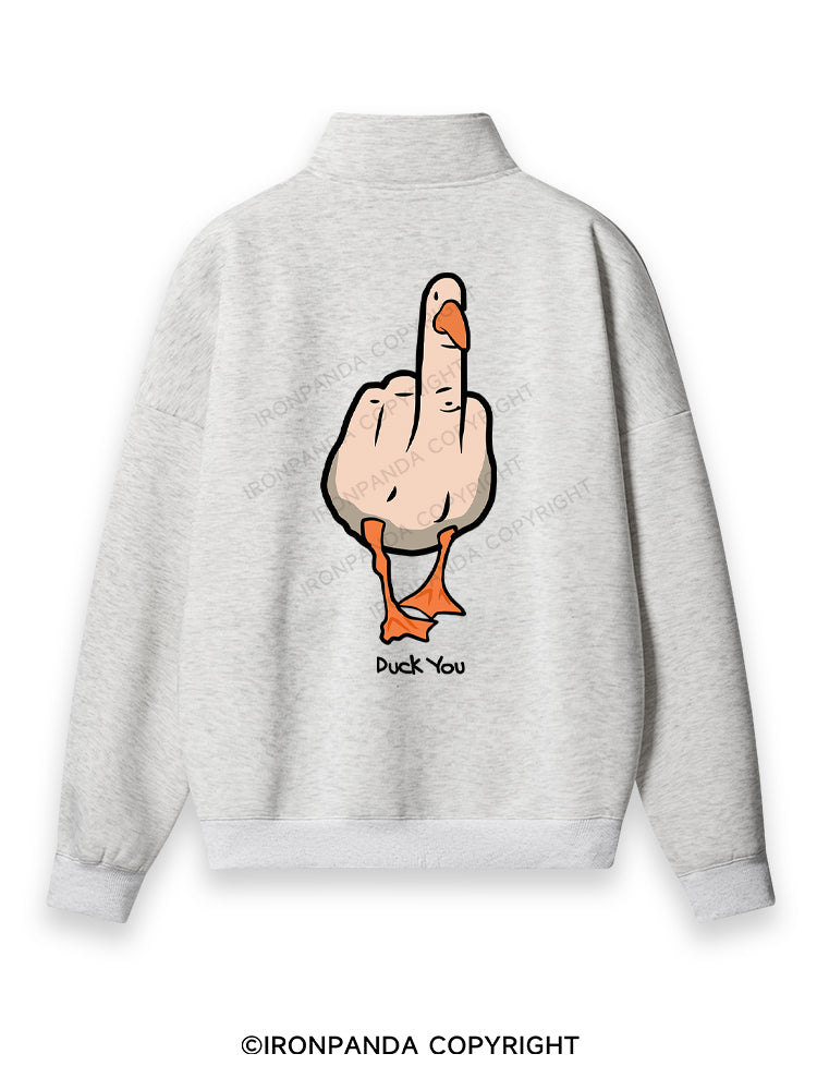 duck you Back Printed Quarter-Zip Fleece Sweatshirt