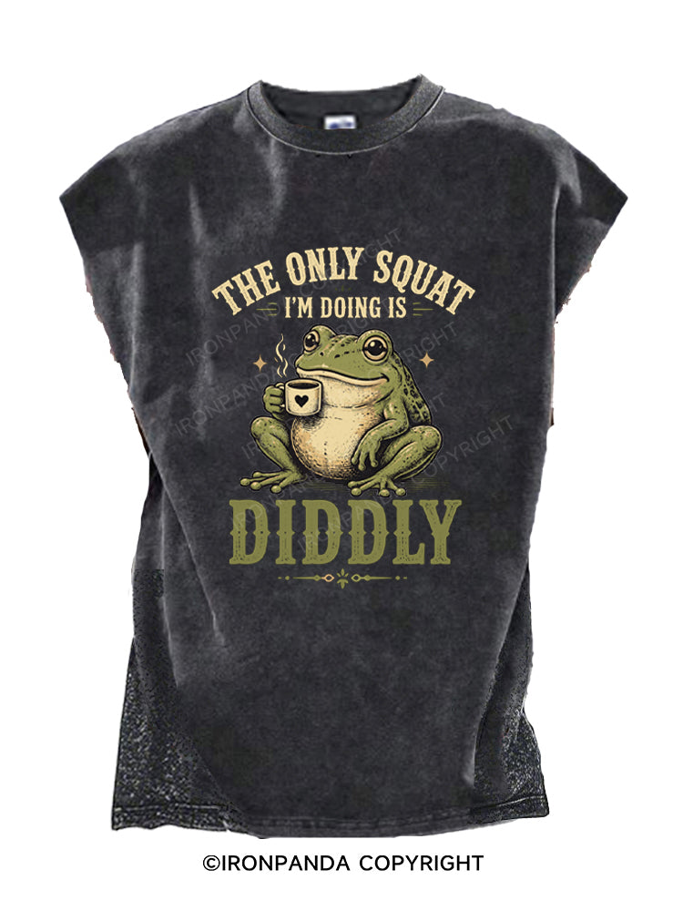 Funny Frog Squat Diddly Fitness Pun Coffee Cut Off Tank