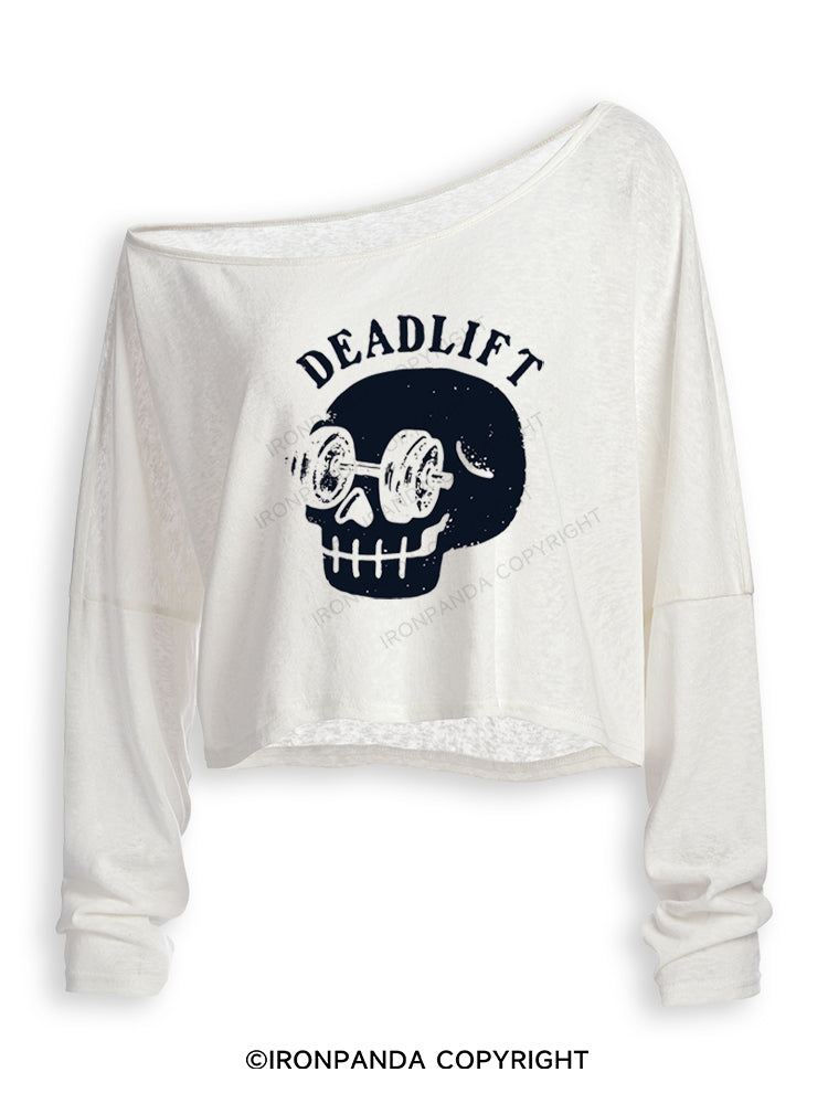 DEAD SERIOUS DEADLIFTS Off Shoulder Long Sleeve Crop Top