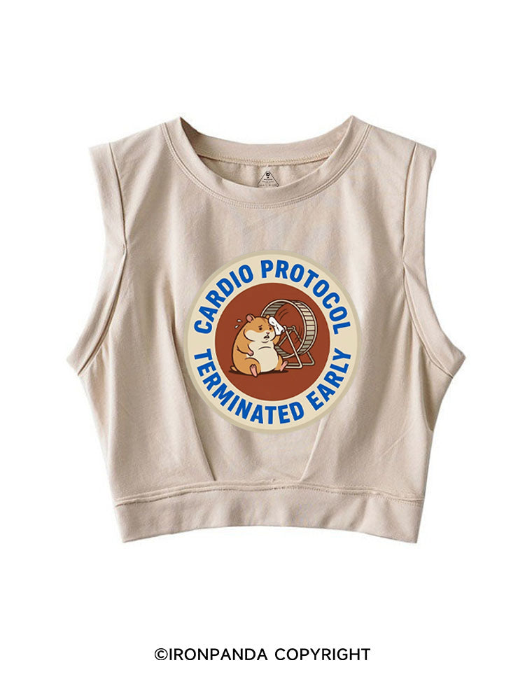 CARDIO PROTOCOL TERMINATED EARLY SLEEVELESS CROP TOPS