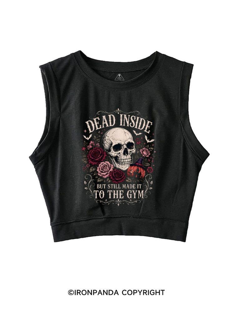 Dead Inside But Still Made It to the Gym Halloween Skeleton SLEEVELESS CROP TOPS