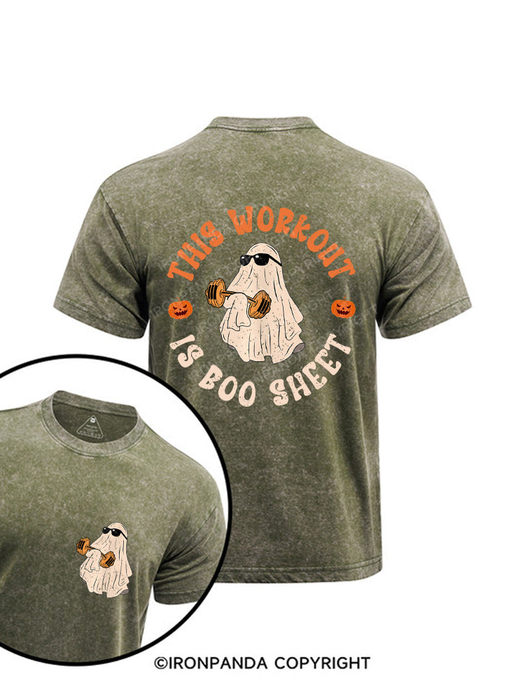 This Workout Is Boo Sheet Funny Ghost Printed Washed Gym Shirt