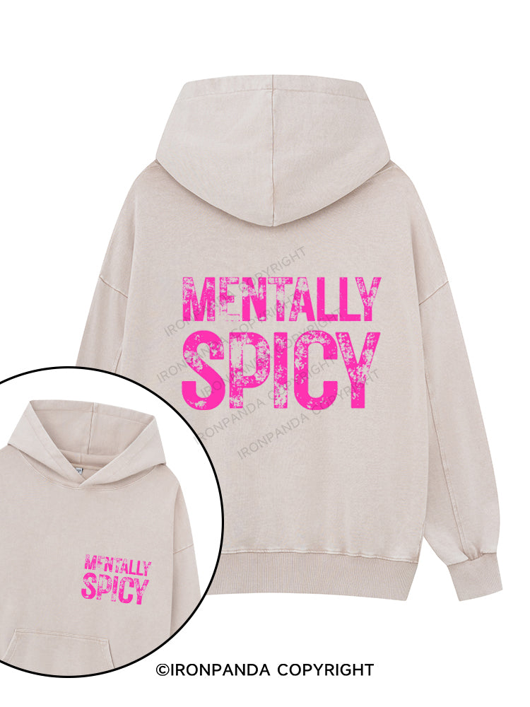 MENTALLY SPICY FUNNY GYM Printed Washed Gym Hoodie