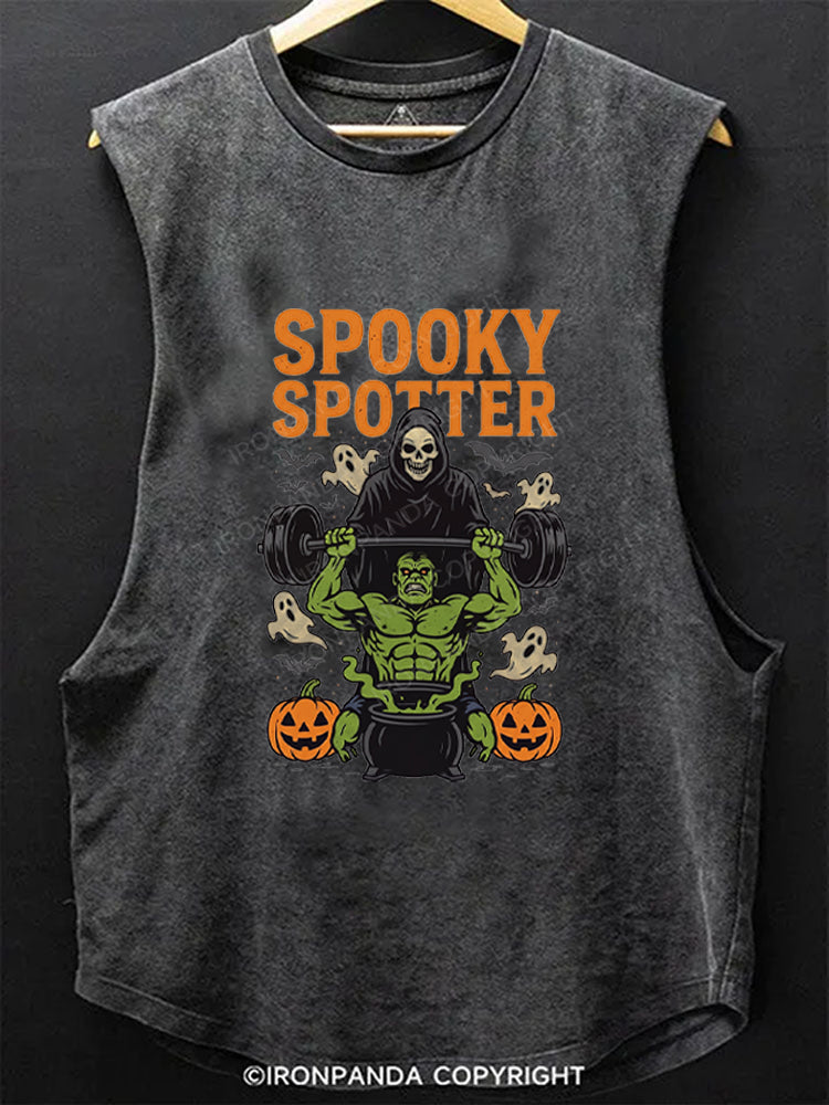 Spooky Spotter Skeleton Halloween Scoop Bottom Cotton Tank