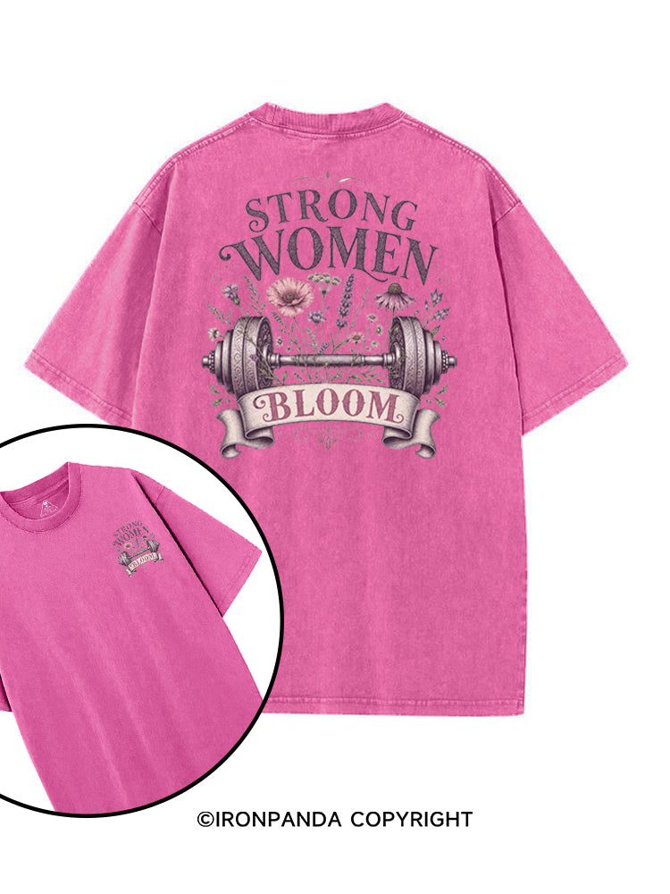 STRONG WOMEN BLOOM printed Gym Shirt
