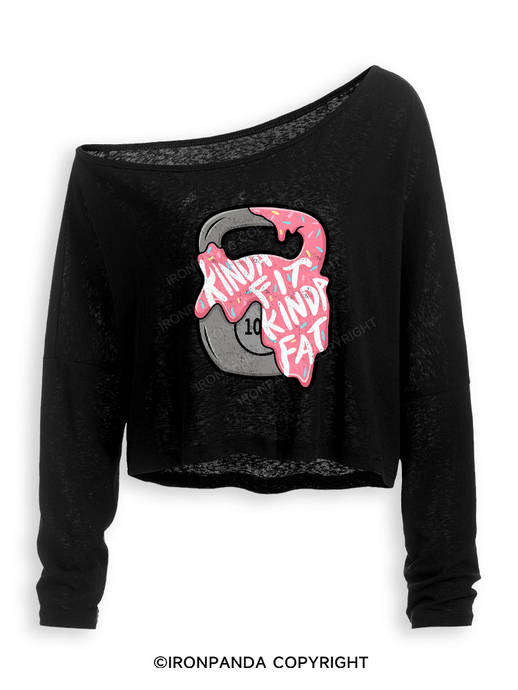 kinda fit sorta fat donut Off Shoulder Long Sleeve Crop Top