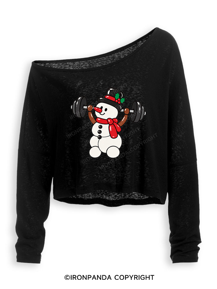 BALLOON SNOWMAN LIFTER Off Shoulder Long Sleeve Crop Top