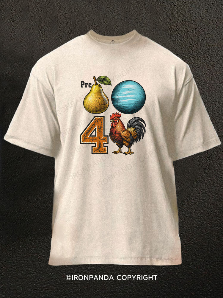 PREPARE Funny Gym Rooster Washed Gym Shirt