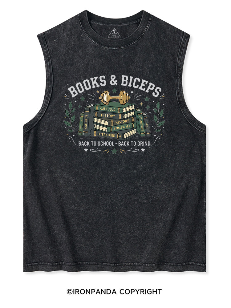 BOOKS & BICEPS BACK TO SCHOOL BACK TO GRIND Washed Tank