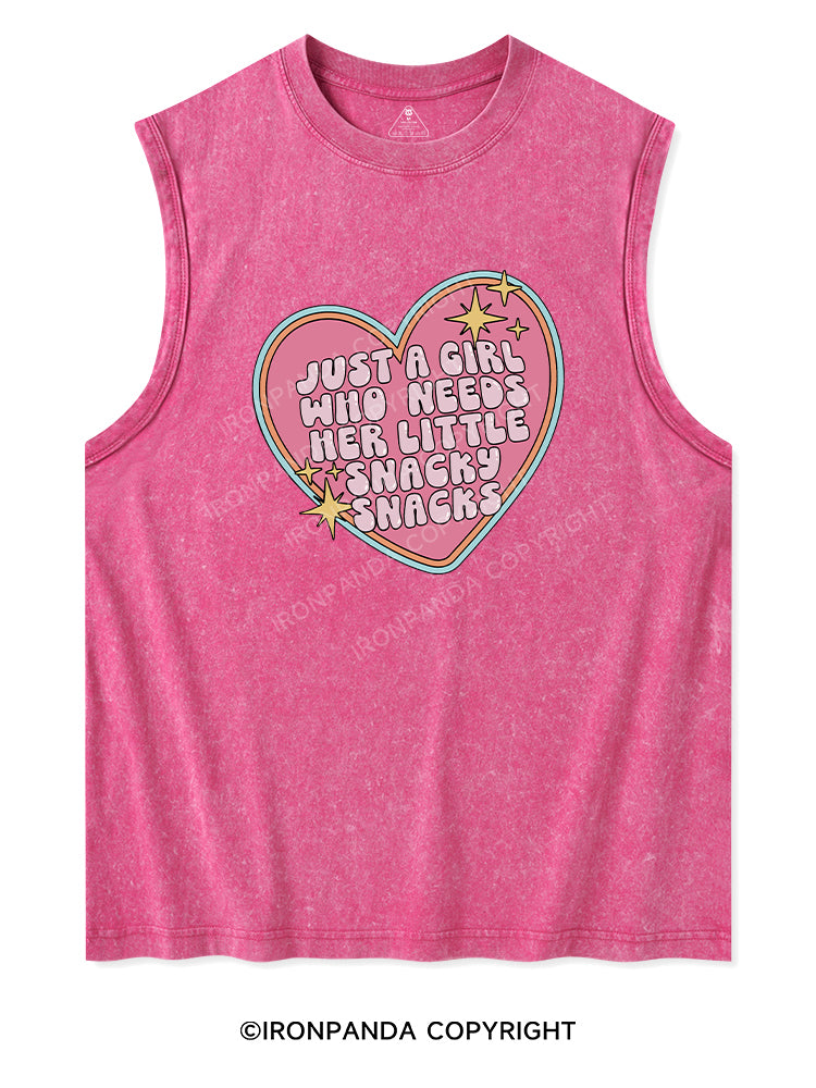 JUST A GIRL WHO NEEDS HER LITTLE SNACKY SNACKS  Washed Tank