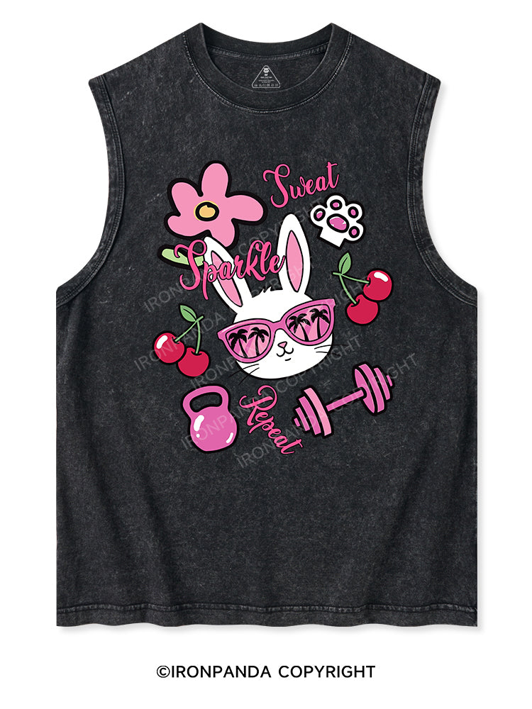 Sparkle,Sweat, Repeat Washed Tank