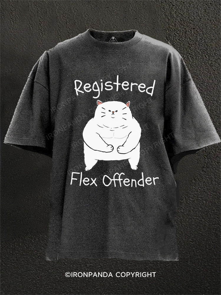 Chunky Cat Registered Flex Offender Washed Gym Shirt