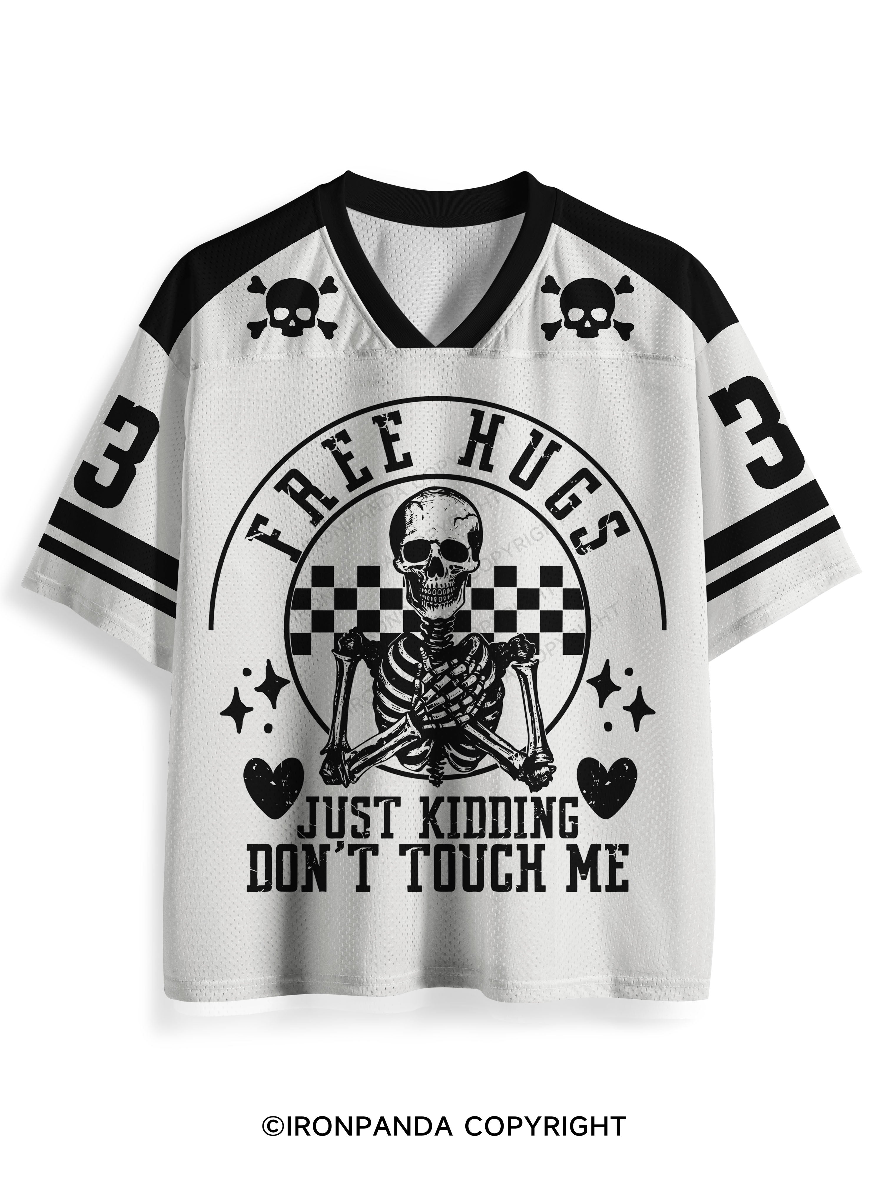 Free Hugs Just Kidding Don't Touch Me Skeleton Mesh Jersey