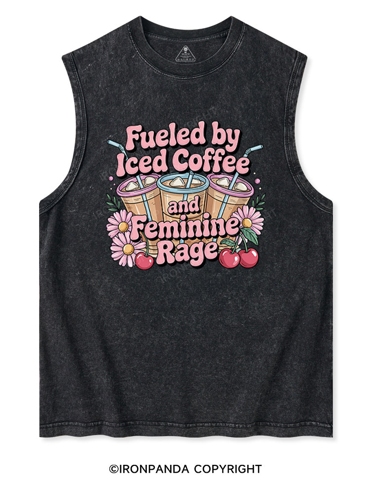 FUELED BY ICED COFFEE AND FEMININE RAGE Washed Tank