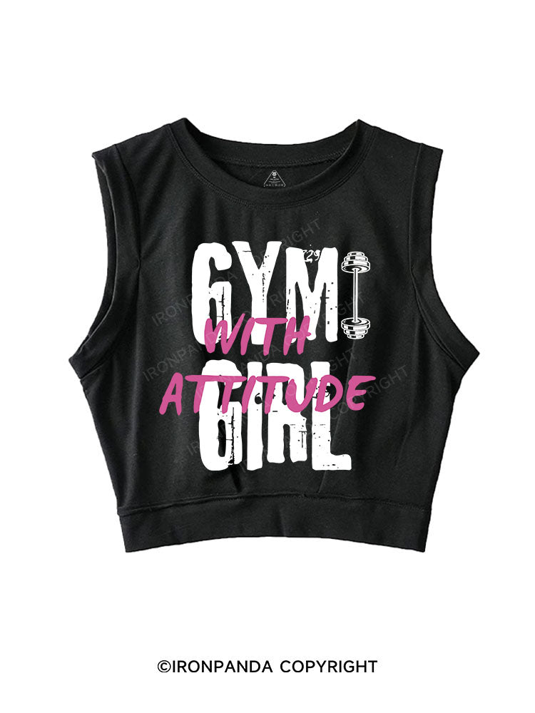 GYM GIRL WITH ATTITUDE SLEEVELESS CROP TOPS