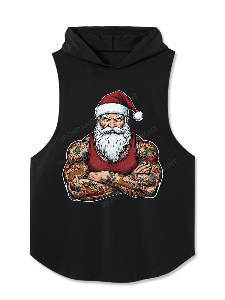 Muscular Santa Claus Hooded Tank